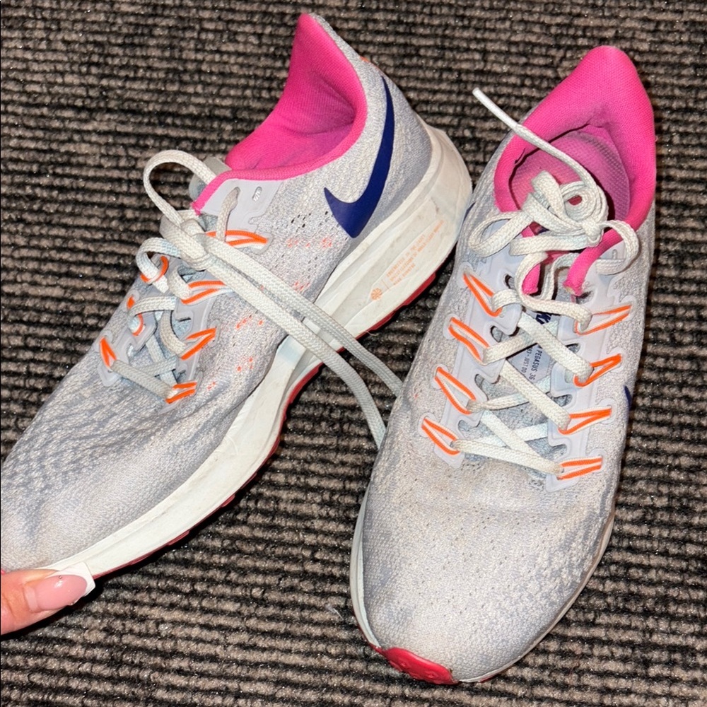 Nike Gray and Pink Sneakers with Breathable Mesh